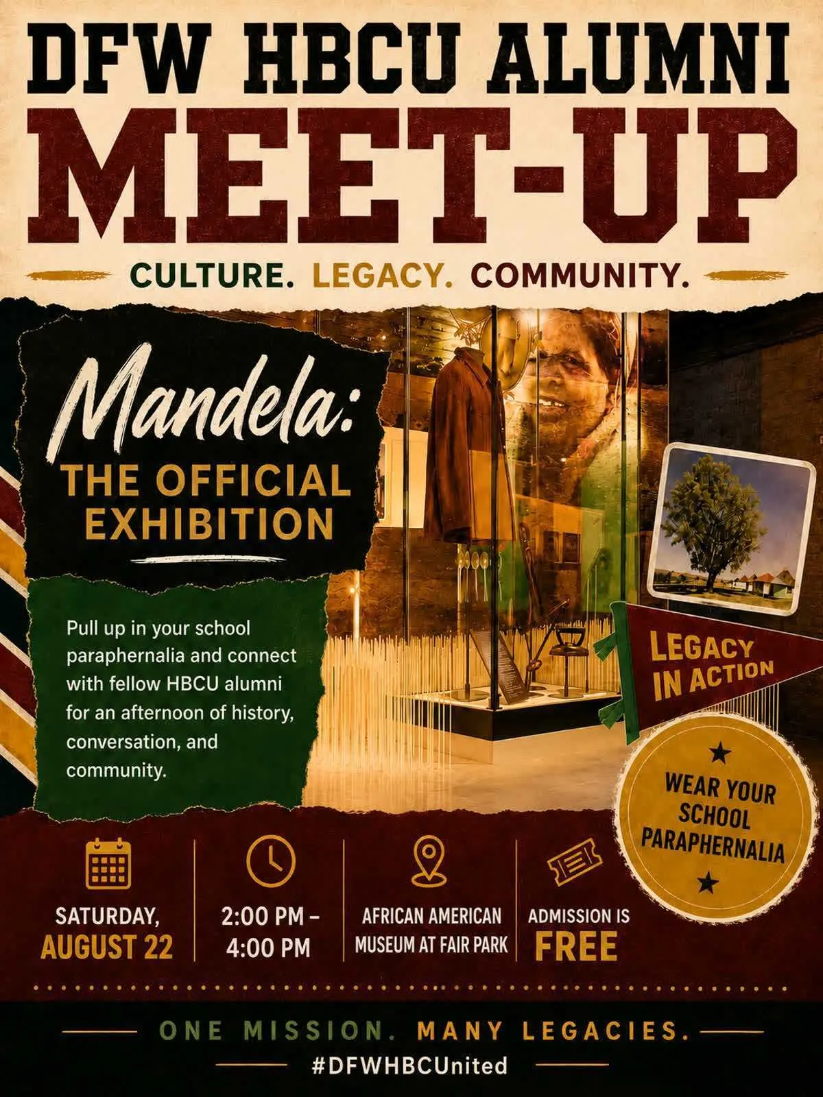 Flyer: DFW HBCU Alumni Meet-Up: Mandela, The Official Exhibition