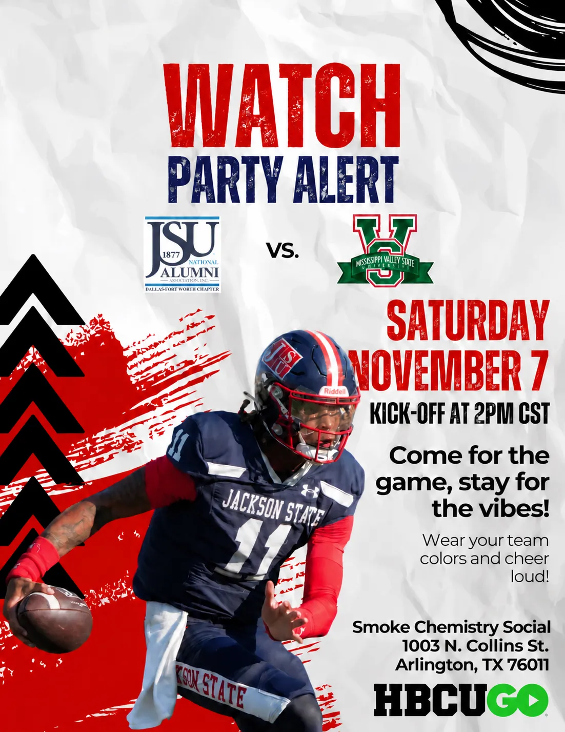 Flyer: Watch Party: JSU vs Mississippi Valley State