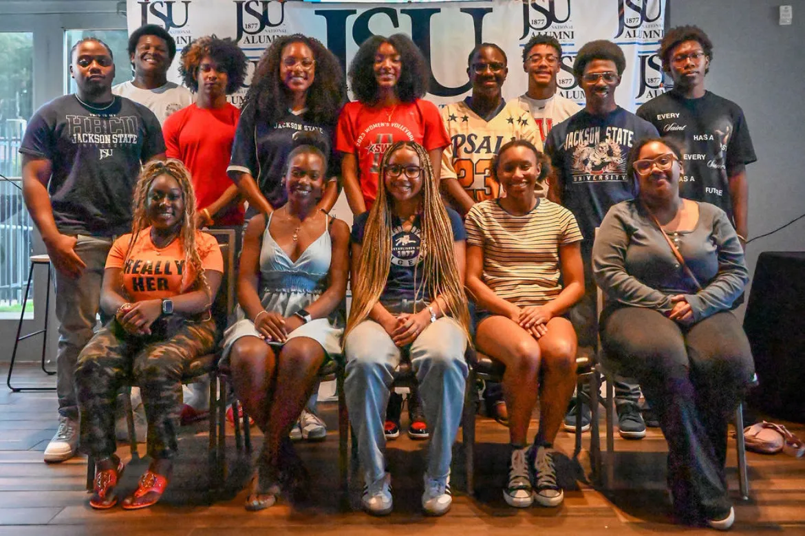 DFW high school students in Jackson State shirts at a chapter event